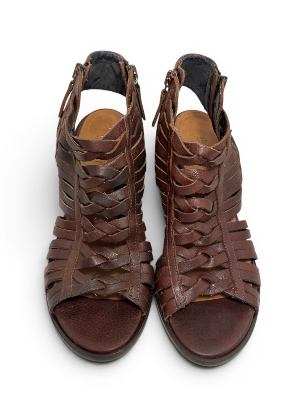 Fabianelli Italian Brown Leather Woven Open-Toe Women’s Sandals Size 39 EU 8 US